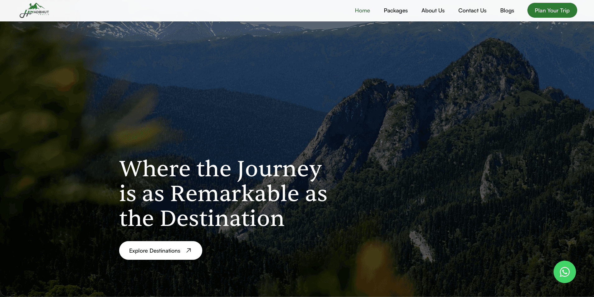 Himadbhut Trails travel website with Himalayan mountain scenery